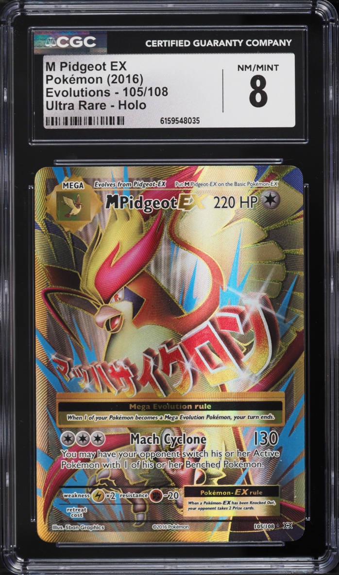 2016 Pokemon XY Evolutions Alt Art M Pidgeot EX #105 CGC 8 NM-MT