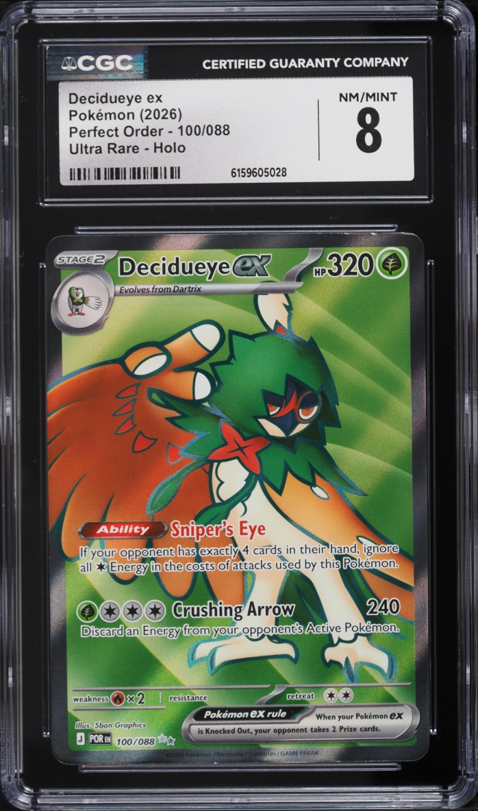 2026 Pokemon Mega Evolution Perfect Order Full Art Decidueye Ex #100 CGC 8 NM-MT
