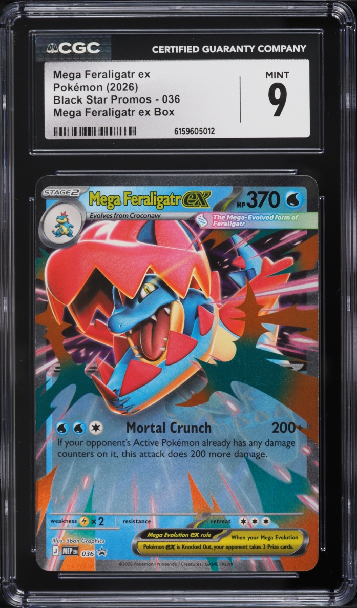 2026 Pokemon Mega Evolution Black Star Promo Holo Mega Feraligatr ex #036 CGC 9 MINT