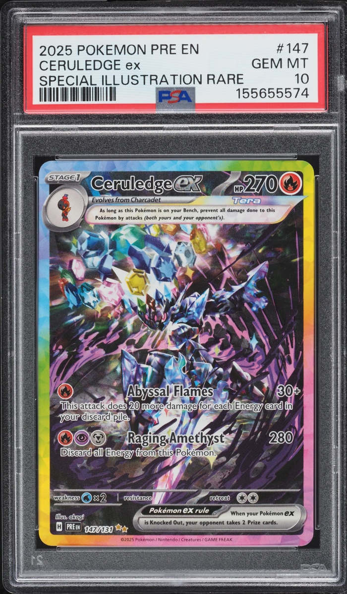 2025 Pokemon Scarlet & Violet Prismatic Evolutions SIR Ceruledge ex #147 PSA 10 GEM MINT