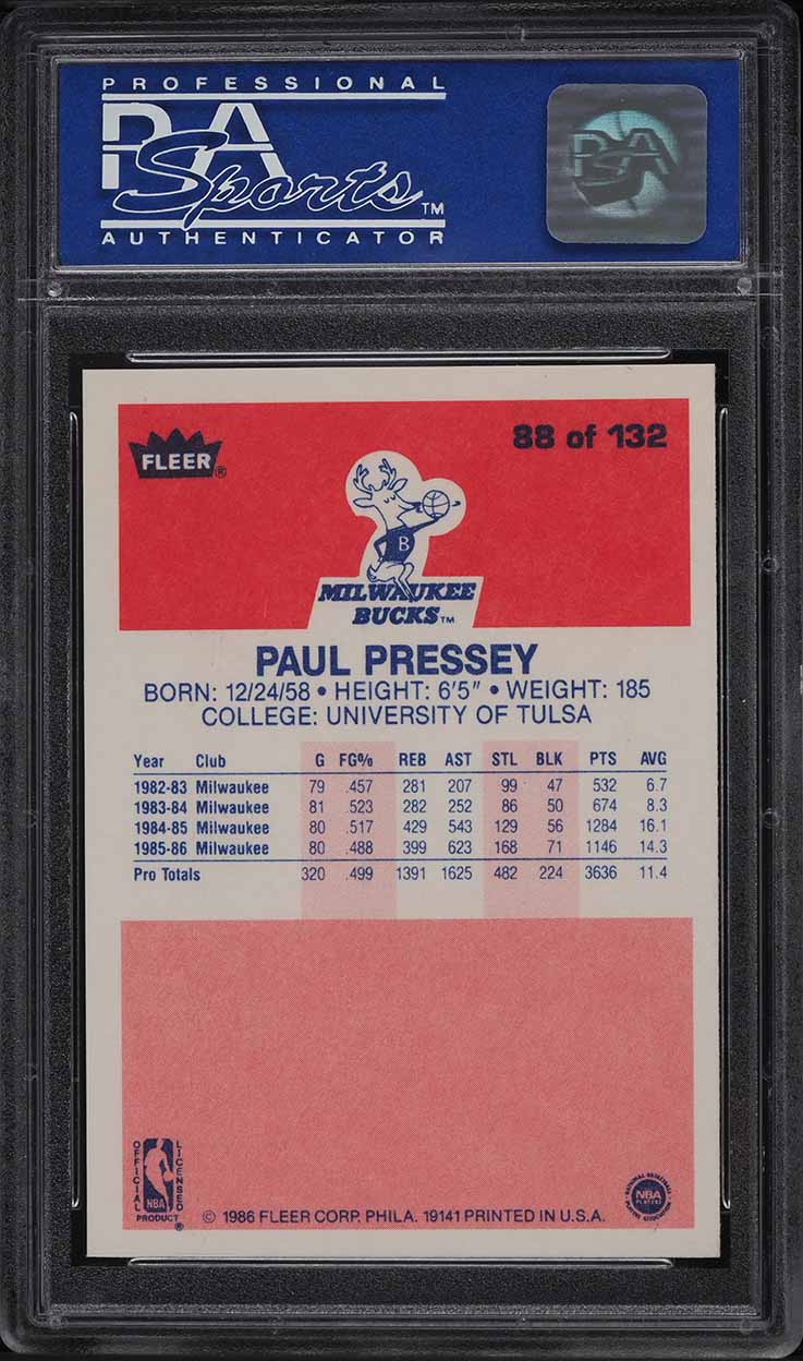 1986 Fleer Basketball Paul Pressey #88 PSA 9 MINT