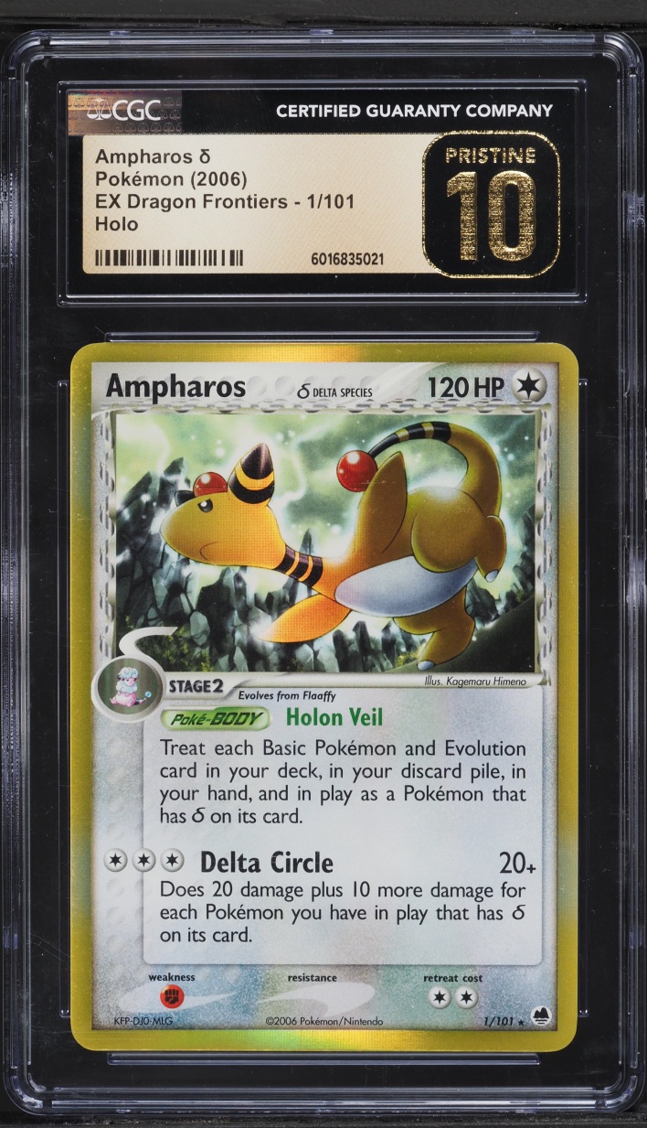 2006 Pokemon EX Dragon Frontiers Holo Ampharos #1 CGC 10 PRISTINE
