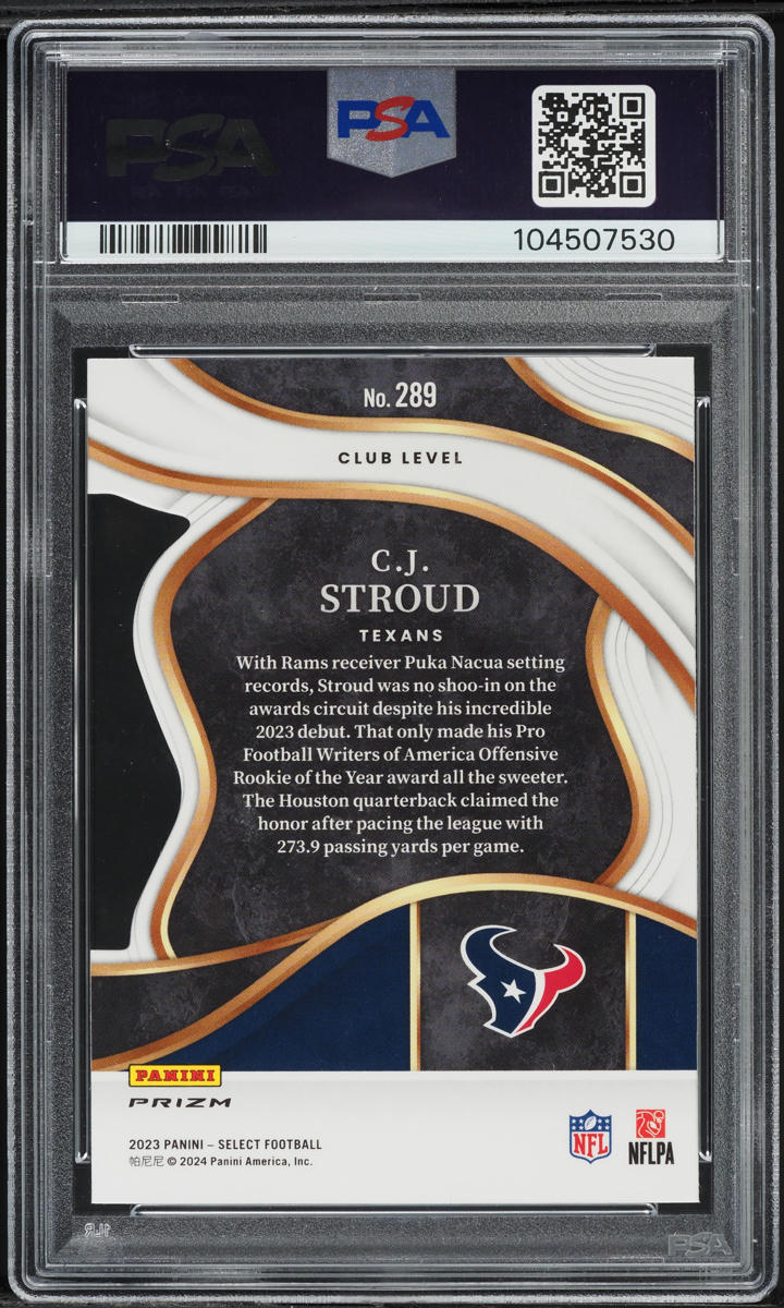 2023 Select Club Level Red & Yellow Prizm Die-Cut C.J. Stroud ROOKIE #289 PSA 10 GEM MINT