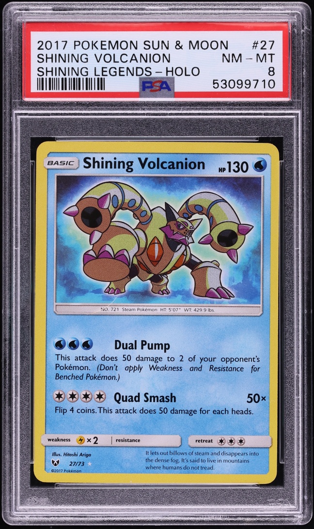 2017 Pokemon Sun & Moon Shining Legends Holo Shining Volcanion #27 PSA 8 NM-MT