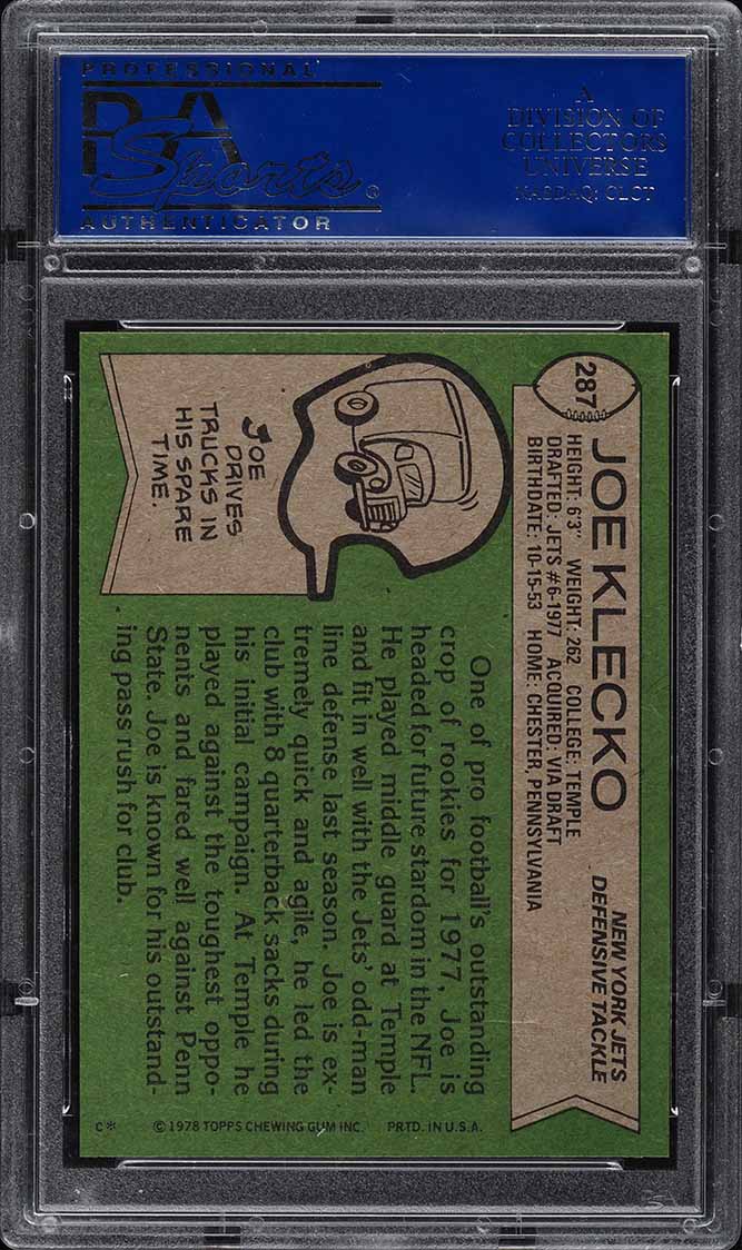 1978 Topps Football Joe Klecko ROOKIE #287 PSA 9 MINT