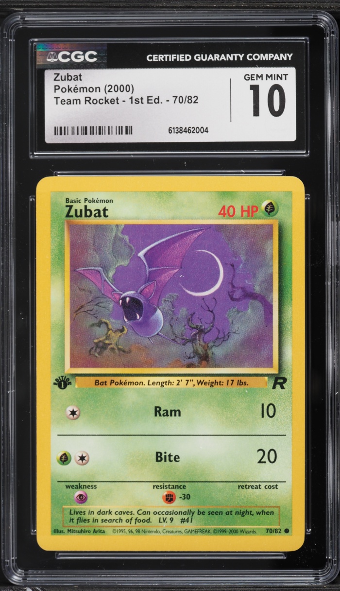 2000 Pokemon Team Rocket 1st Edition Zubat #70 CGC 10 GEM MINT