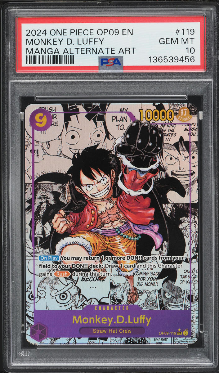 2024 One Piece Emperors In The New World Manga Art Monkey D. Luffy #OP09-119 PSA 10 GEM MINT