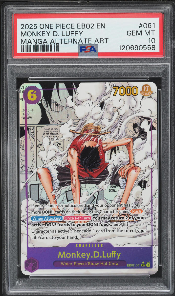 2025 One Piece Extra Booster Anime 25th Manga Art Monkey D. Luffy #EB02-061 PSA 10 GEM MINT