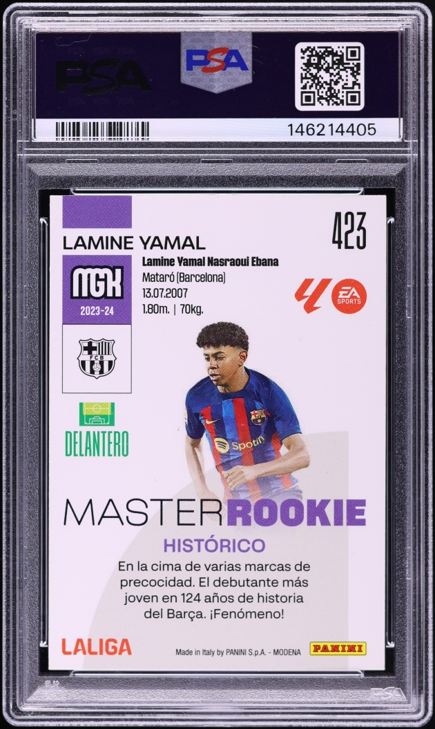 2023 Panini Megacracks La Liga EA Sports Master Lamine Yamal ROOKIE #423 PSA 8 NM-MT