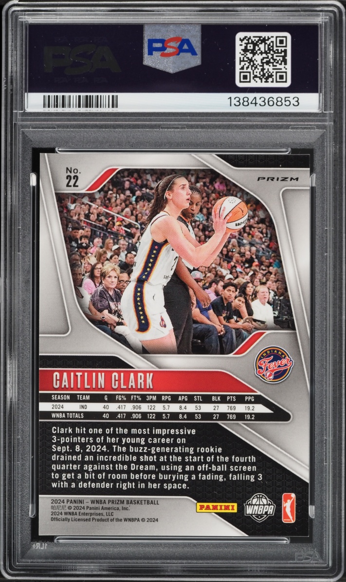 2024 Panini Prizm WNBA Green Caitlin Clark ROOKIE #22 PSA 9 MINT