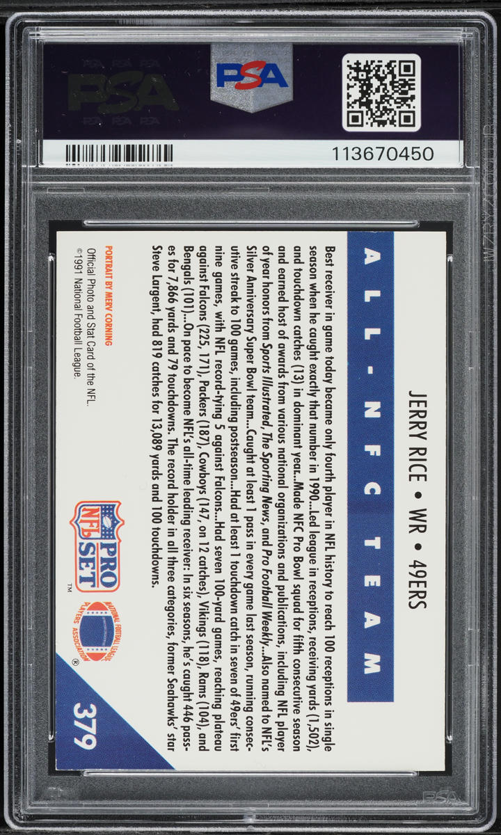 1991 Pro Set Football Jerry Rice #379 PSA 8 NM-MT