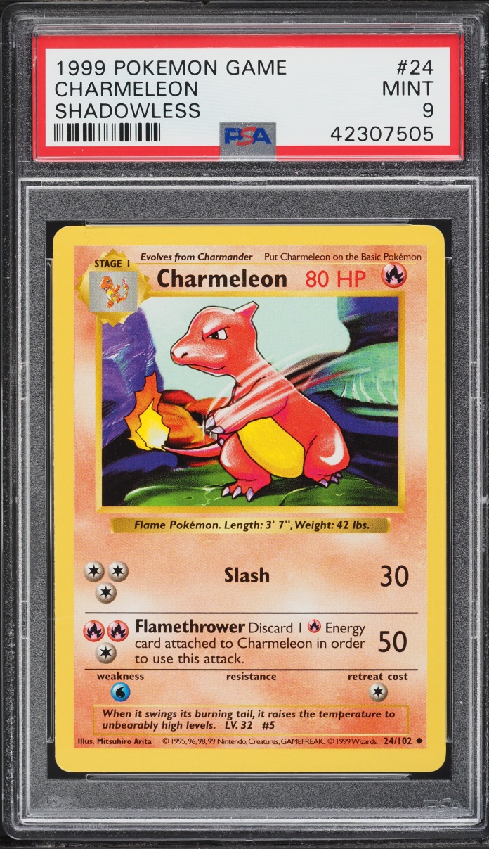 1999 Pokemon Base Set Shadowless Charmeleon #24 PSA 9 MINT
