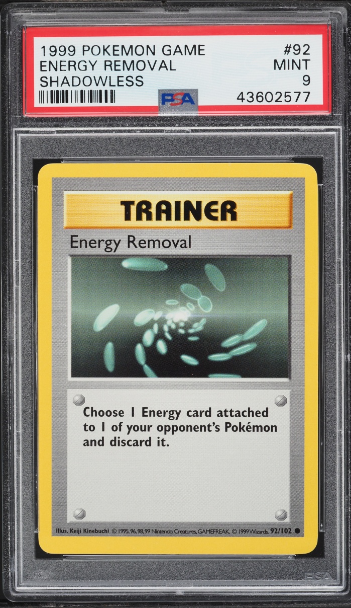 1999 Pokemon Base Set Shadowless Energy Removal #92 PSA 9 MINT