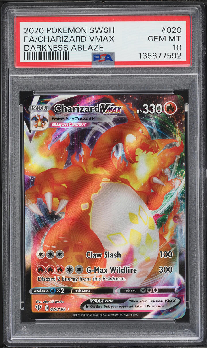 2020 Pokemon Sword & Shield Darkness Ablaze Full Art Charizard VMAX #20 PSA 10 GEM MINT