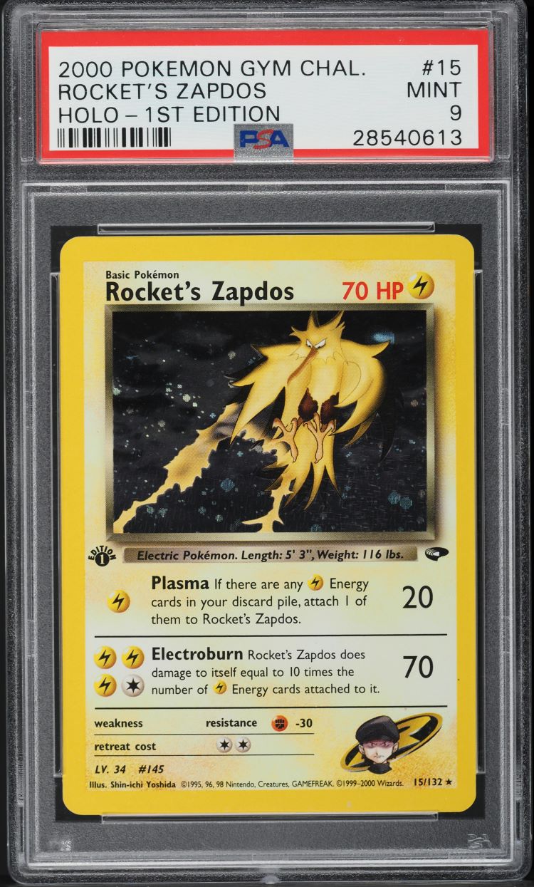 2000 Pokemon Gym Challenge 1st Edition Holo Rocket's Zapdos #15 PSA 9 MINT