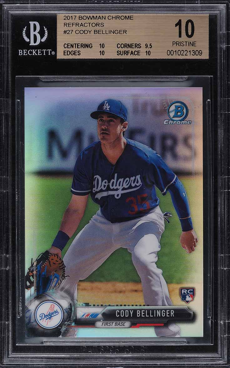 2017 Bowman Chrome Refractor Cody Bellinger ROOKIE /499 #27 BGS 10 PRISTINE