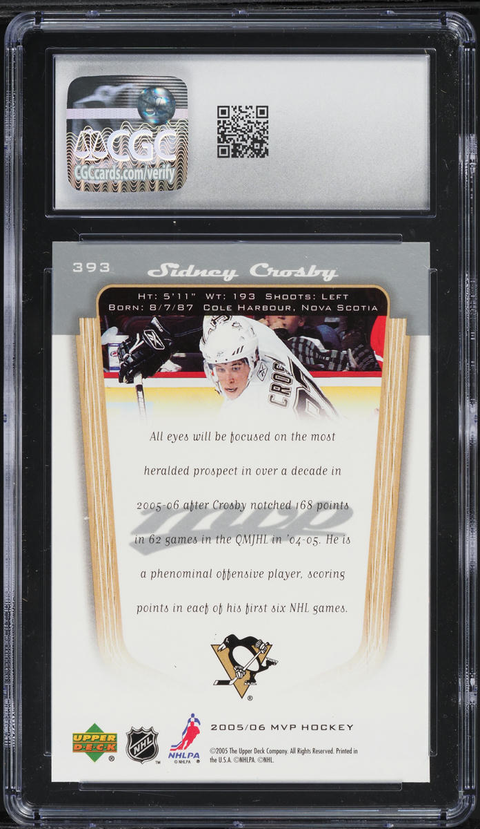 2005 Upper Deck MVP Sidney Crosby ROOKIE #393 CGC 9 MINT