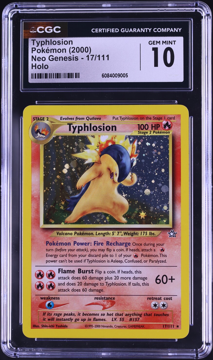 2000 Pokemon Neo Genesis Holo Typhlosion #17 CGC 10 GEM MINT