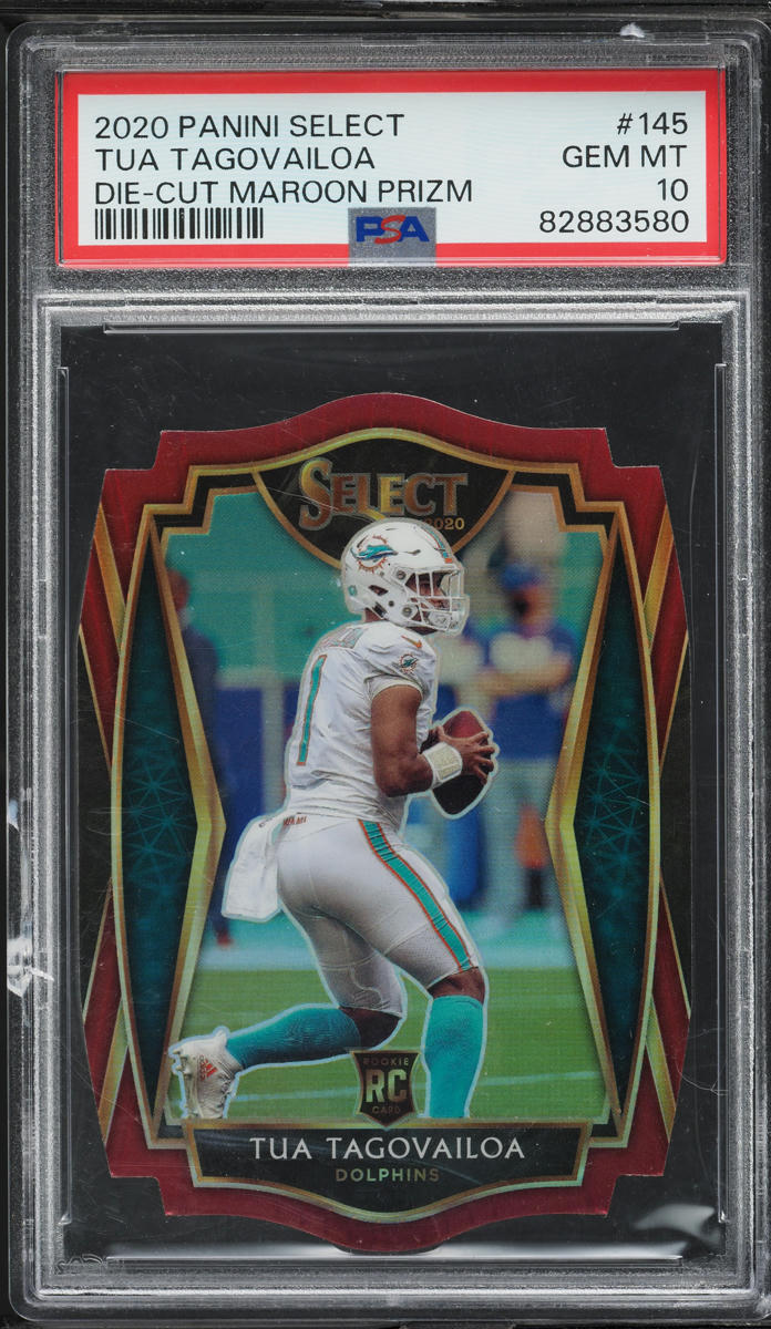2020 Select Premier Level Maroon Prizm Die-Cut Tua Tagovailoa ROOKIE #145 PSA 10