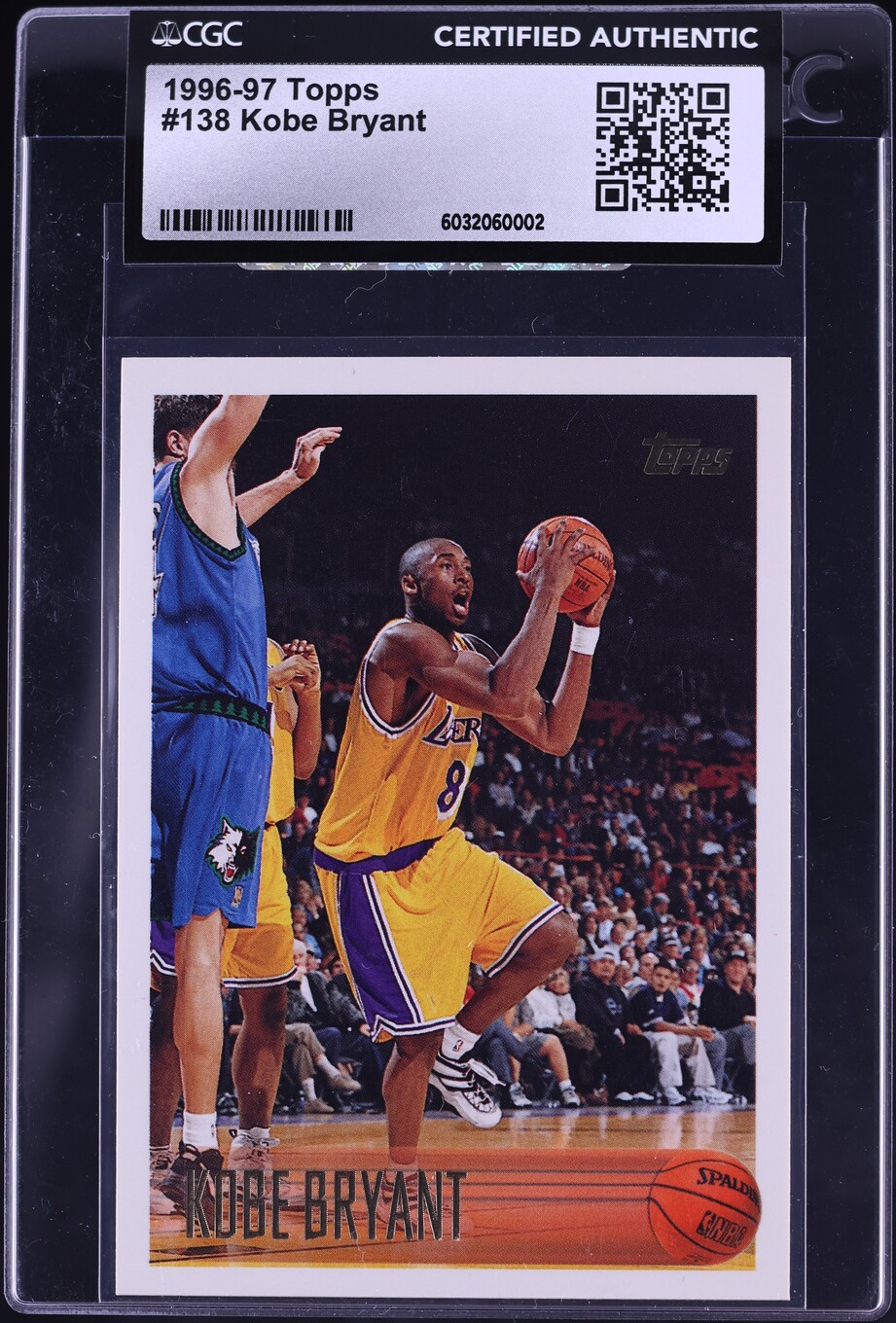 1996 Topps Basketball Kobe Bryant ROOKIE #138 CGC AUTH