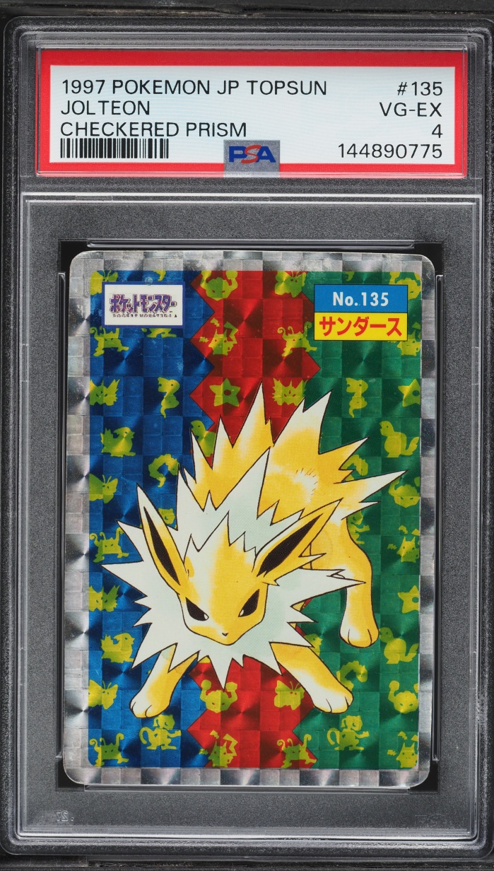 1997 Pokemon Japanese Topsun Checkered Prism Jolteon #135 PSA 4 VGEX