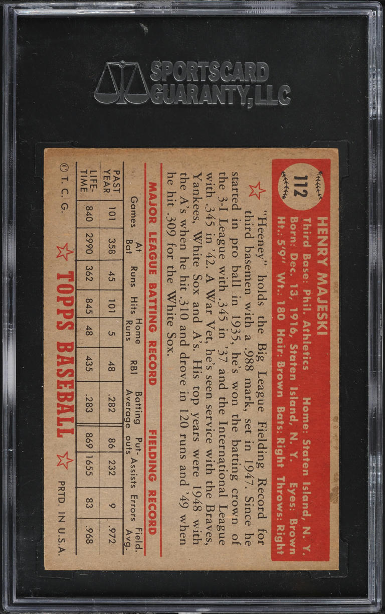 1952 Topps Henry Majeski #112 SGC 6 EXMT
