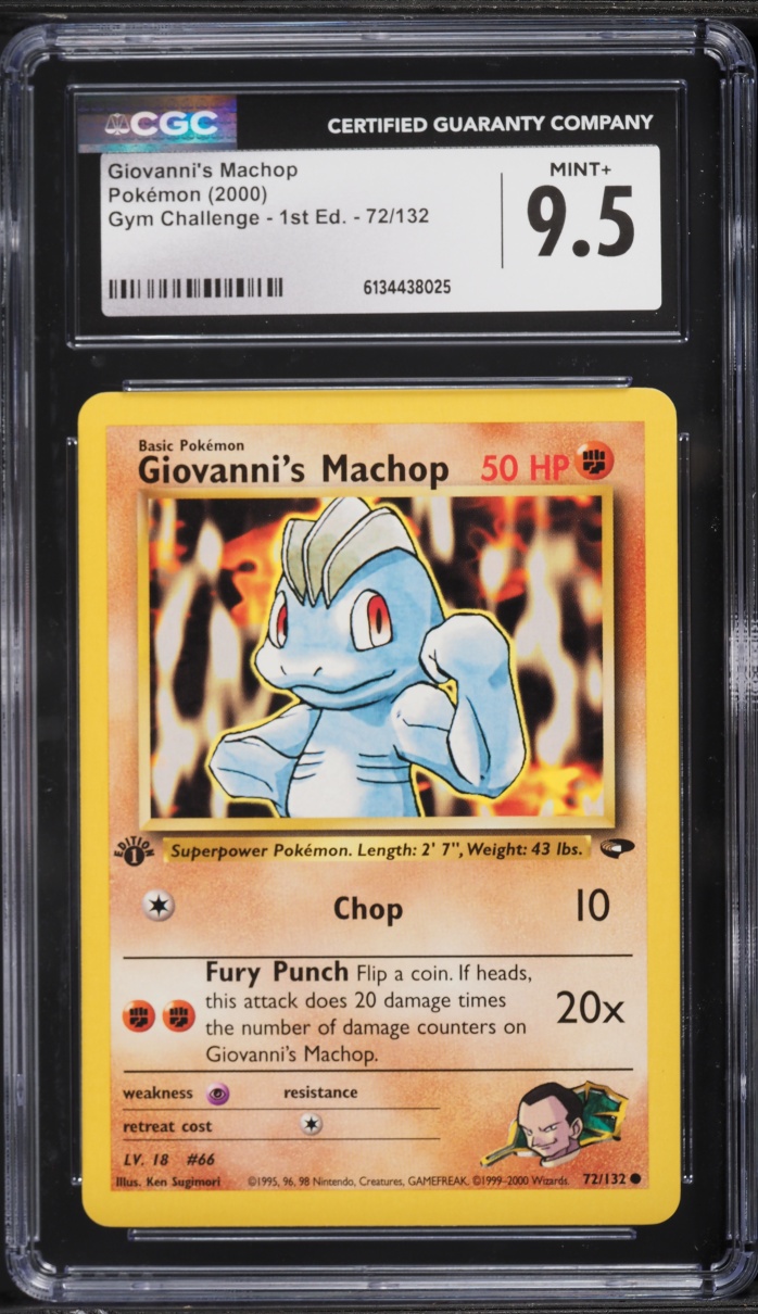 2000 Pokemon Gym Challenge 1st Edition Giovanni's Machop #72 CGC 9.5 MINT+