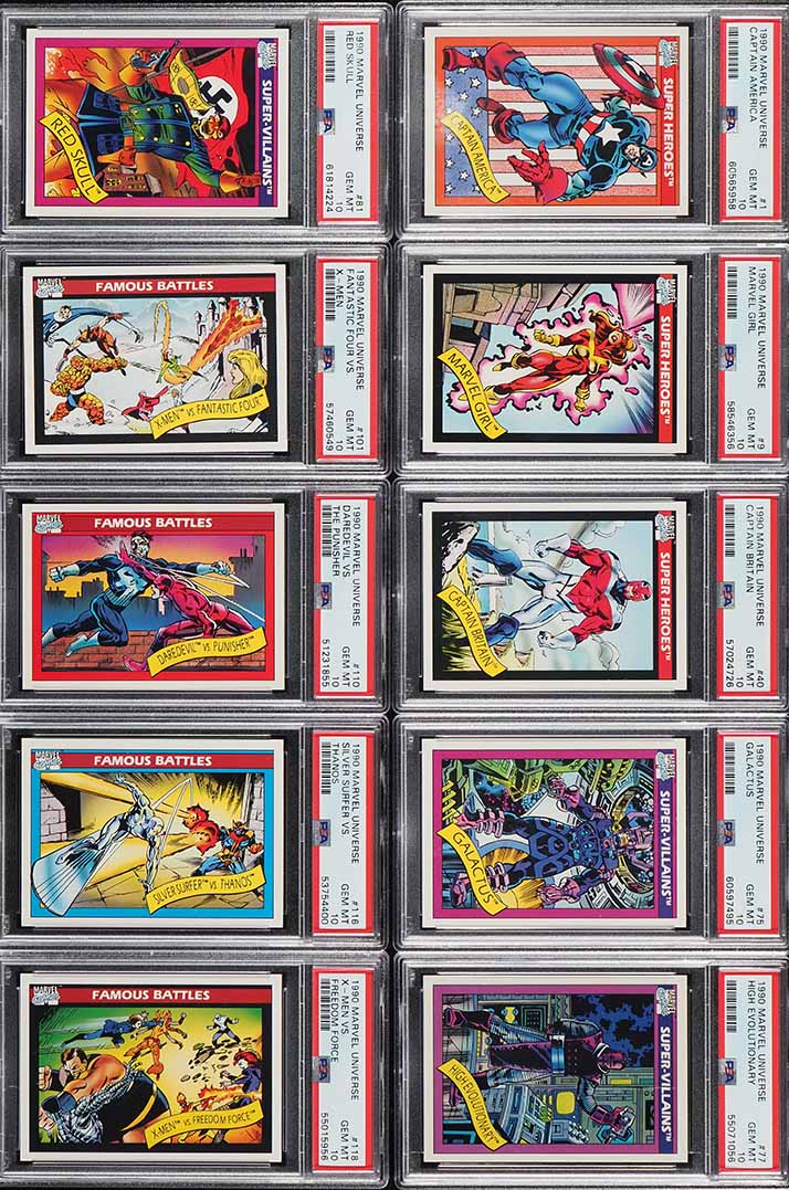 1990 Impel Marvel Universe COMPLETE PSA 10 SET + Hologram PSA 9, Captain America