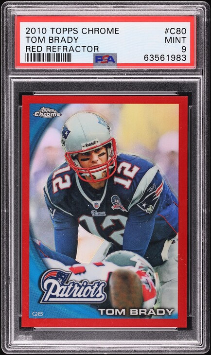 2010 Topps Chrome Gold Refractor Tom Brady /50 #C80 PSA 9