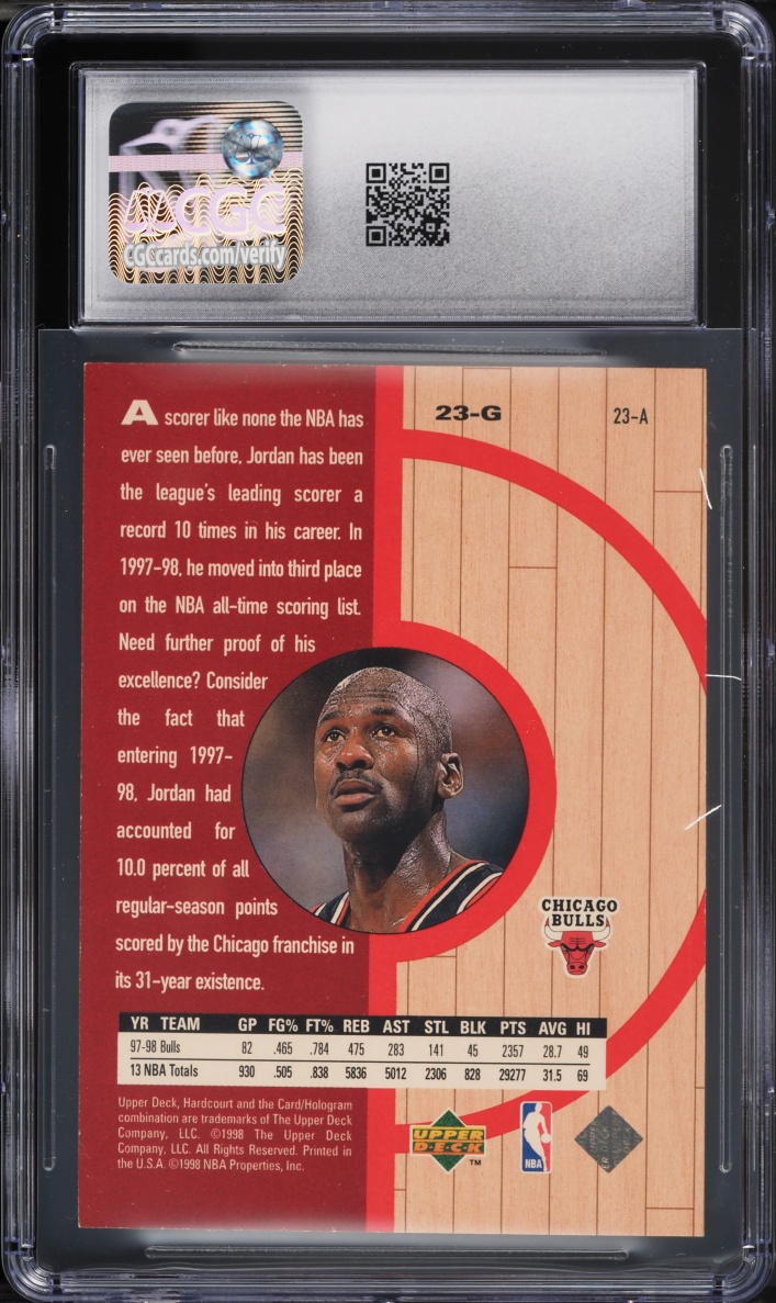 1998 Upper Deck Hardcourt Michael Jordan #23-A CGC 9 MINT
