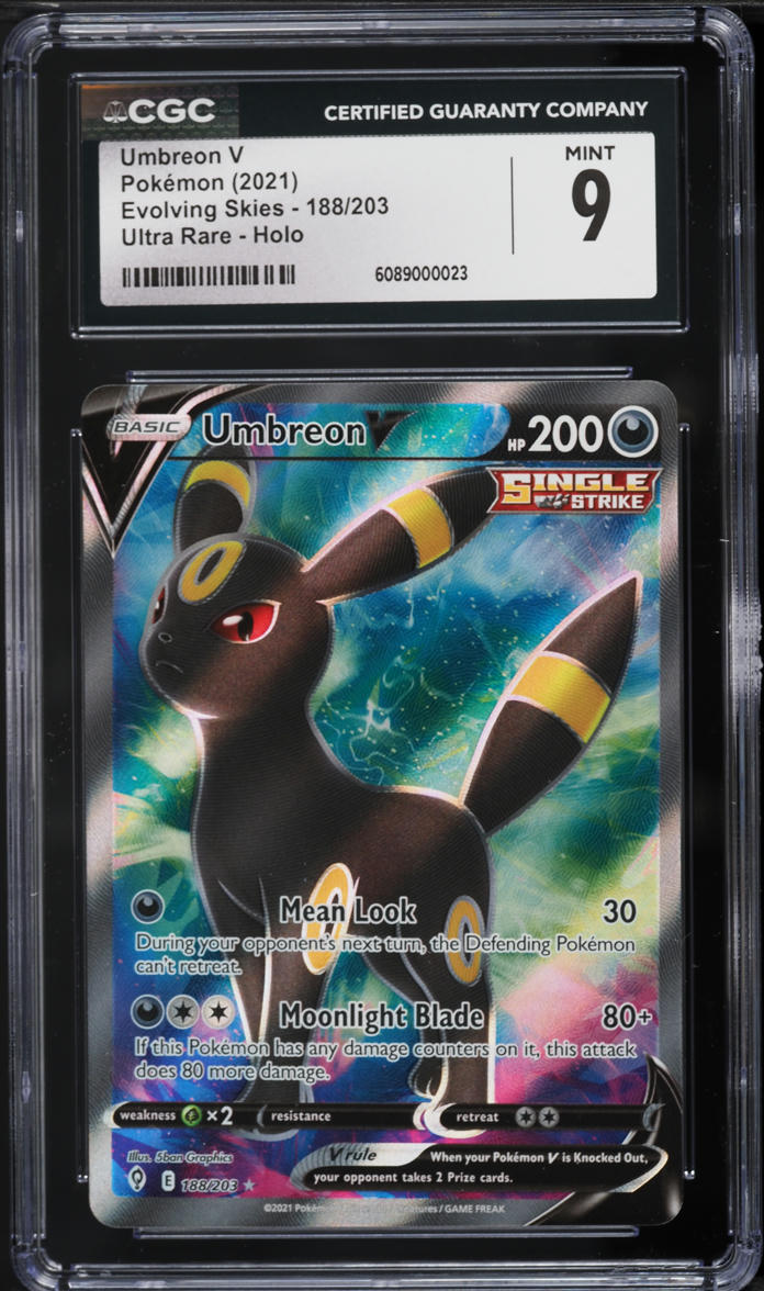 2021 Pokemon Sword & Shield Evolving Skies Full Art Umbreon V #188 CGC 9 MINT