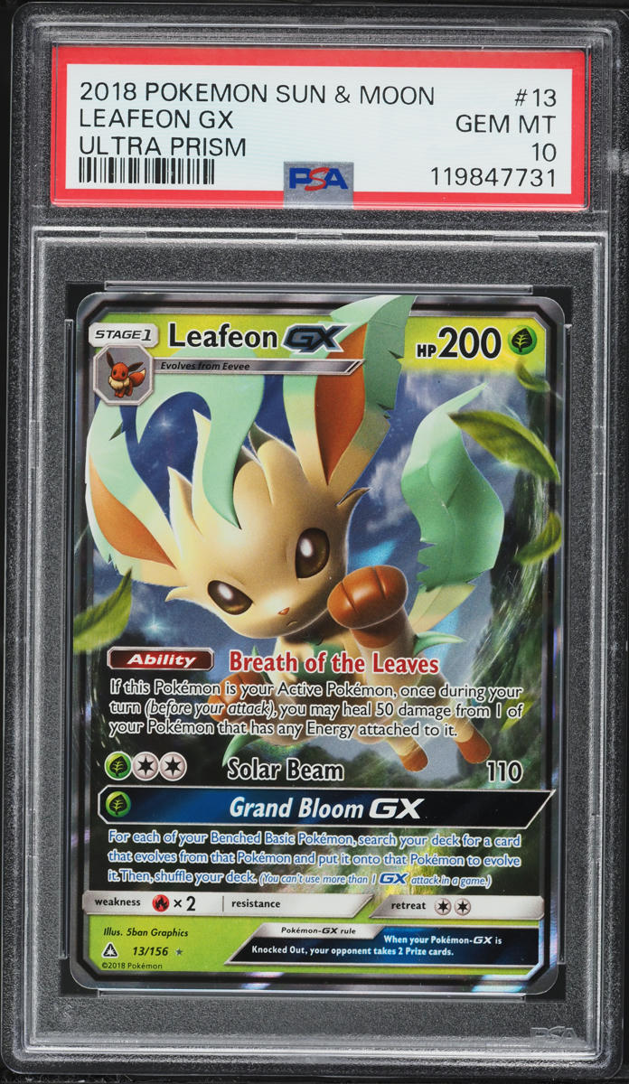 2018 Pokemon Sun & Moon Ultra Prism Leafeon GX #13 PSA 10 GEM MINT