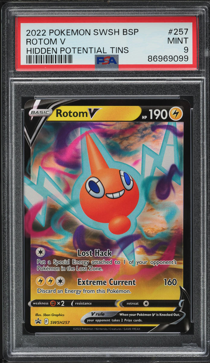 2022 Pokemon SWSH Black Star Promo Hidden Potential Tins Rotom V #257 PSA 9 MINT - Main Image