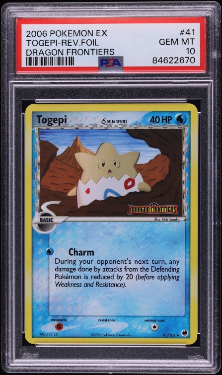 2006 Pokemon EX Dragon Frontiers Reverse Holo Togepi #41 PSA 10 GEM MINT