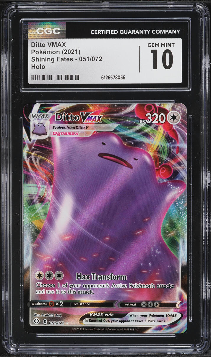 2021 Pokemon Sword & Shield Shining Fates Full Art Ditto VMAX #51 CGC 10 GEM MINT