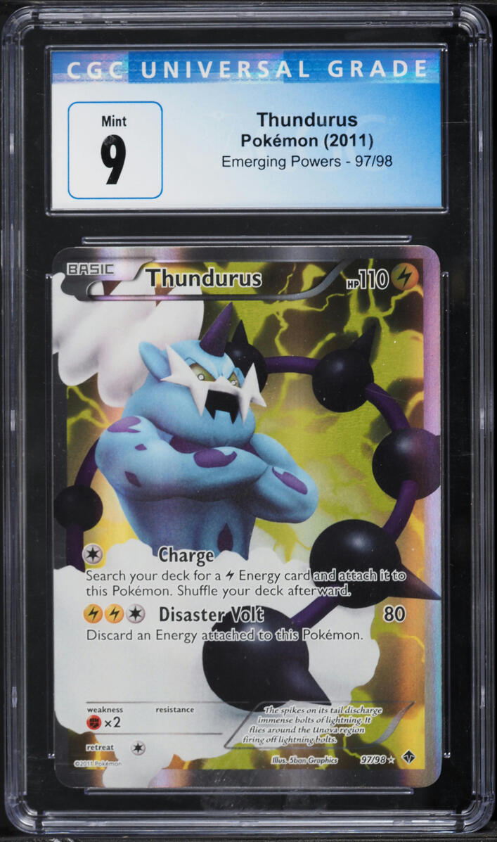 2011 Pokemon Black & White Emerging Powers Full Art Thundurus #97 CGC 9 MINT