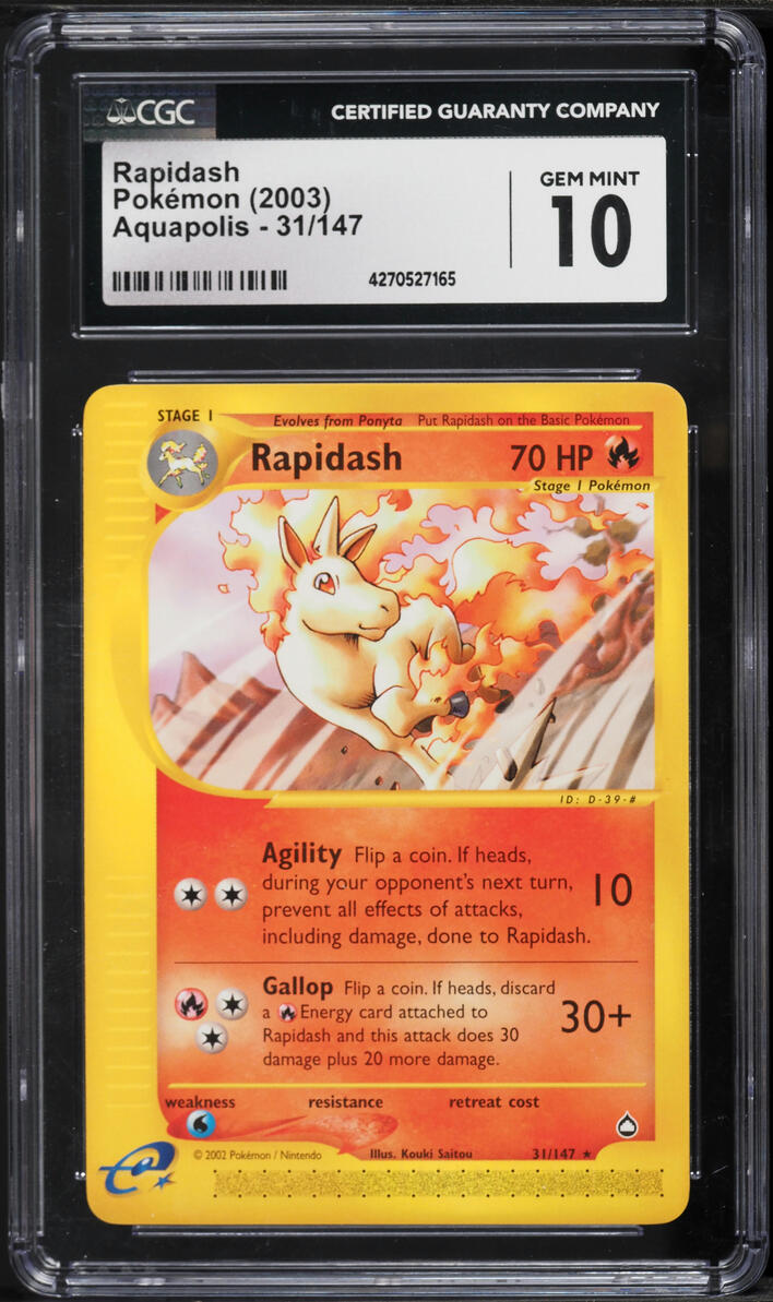 2003 Pokemon Aquapolis Rapidash #31 CGC 10 GEM MINT