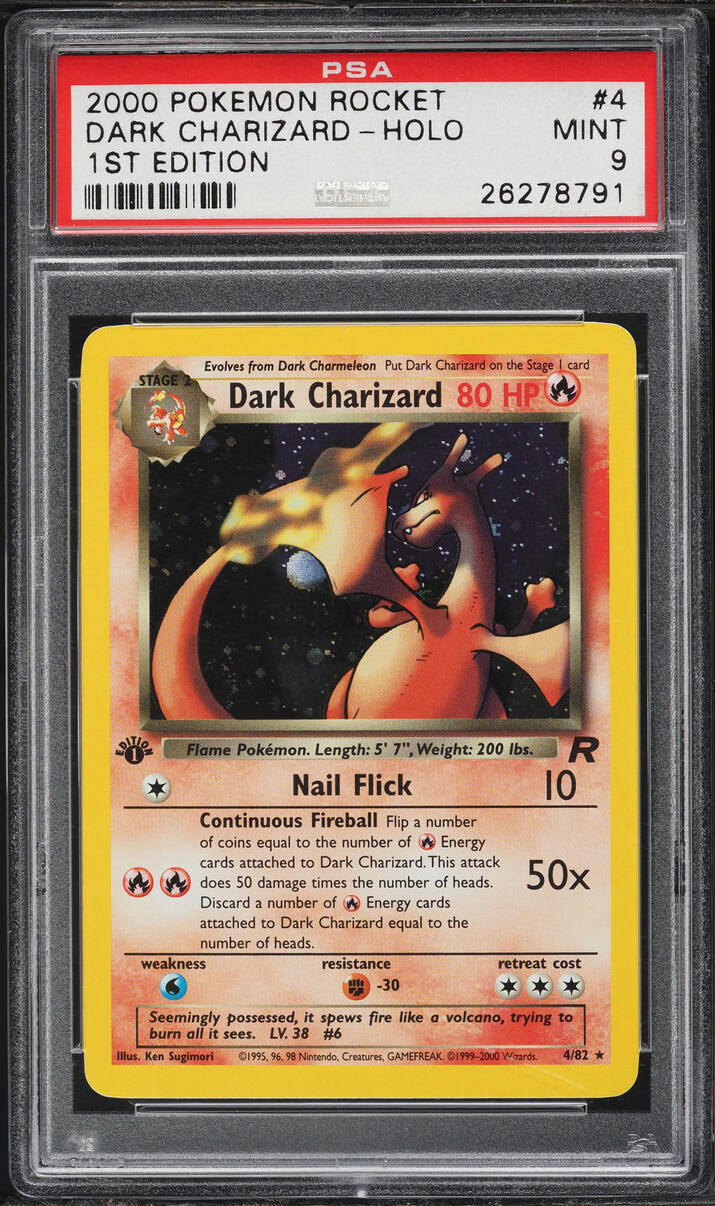 2000 Pokemon Team Rocket 1st Edition Holo Dark Charizard #4 PSA 9 MINT