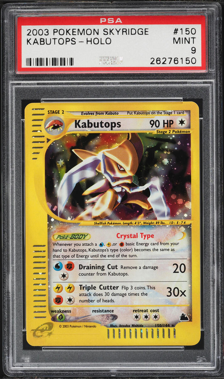 2003 Pokemon Skyridge Holo Crystal Kabutops #150 PSA 9 MINT