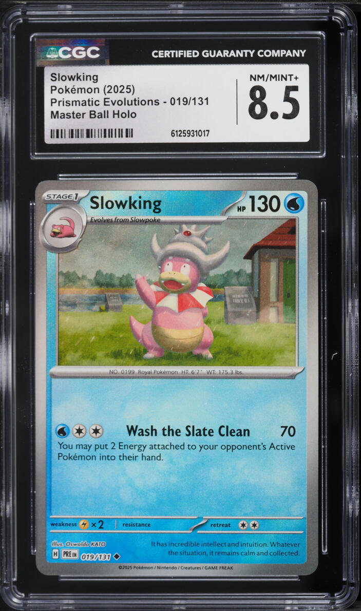 2025 Pokemon SV Prismatic Evolutions Master Ball Holo Slowking #19 CGC 8.5 NM-MT+