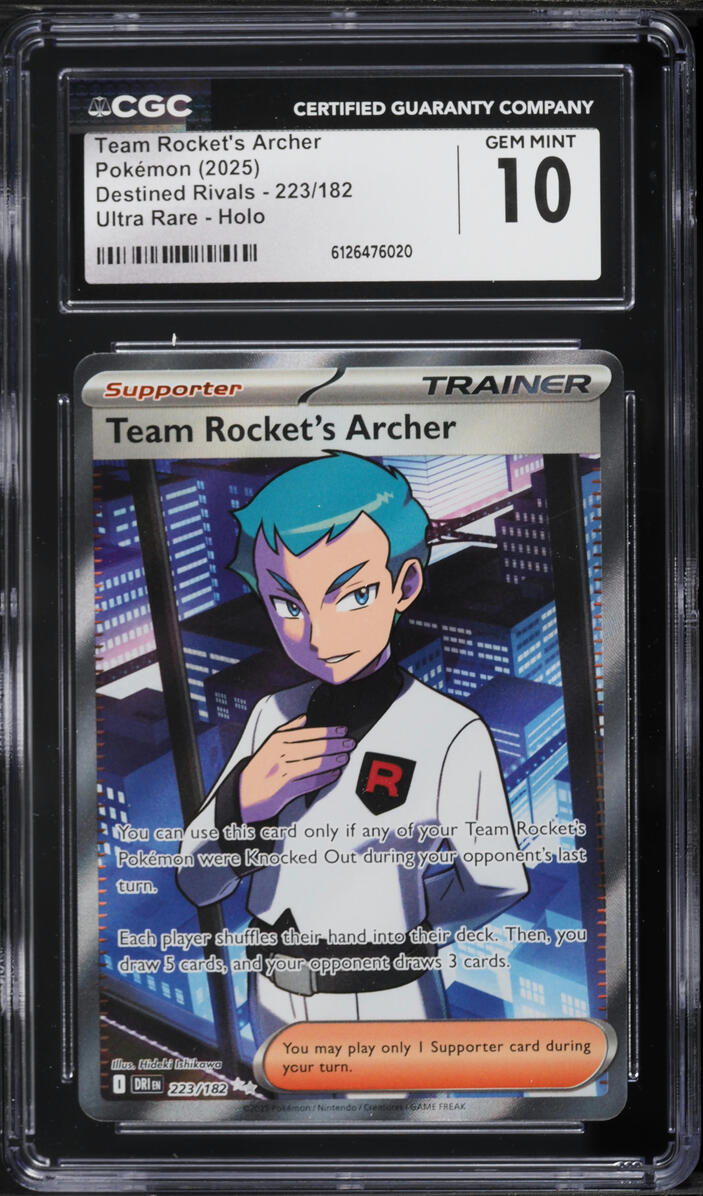 2025 Pokemon Scarlet & Violet Destined Rivals Full Art Team Rocket's Archer #223 CGC 10 GEM