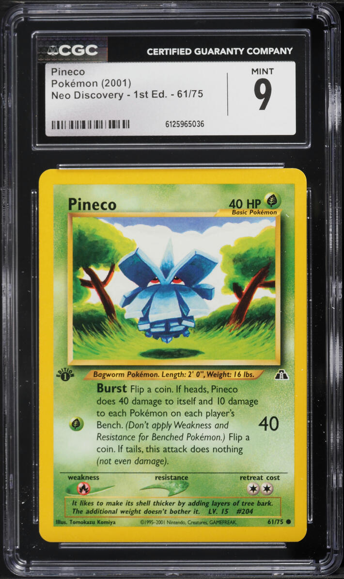 2001 Pokemon Neo Discovery 1st Edition Pineco #61 CGC 9 MINT