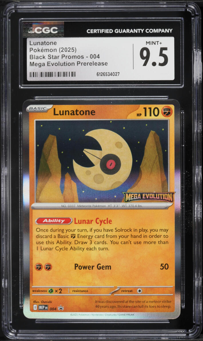 2025 Pokemon Mega Evolution Promos Prerelease Lunatone #4 CGC 9.5 MINT+