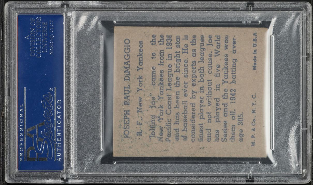 1943 R302-1 M.P. & Co. Joe Dimaggio PSA 2 GD