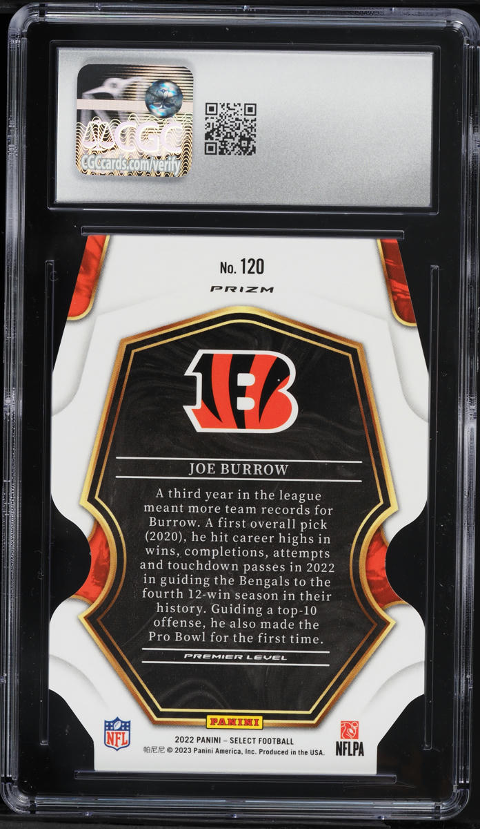 2022 Select Premier Level Green & Yellow Die-Cut Joe Burrow #120 CGC 9 MINT