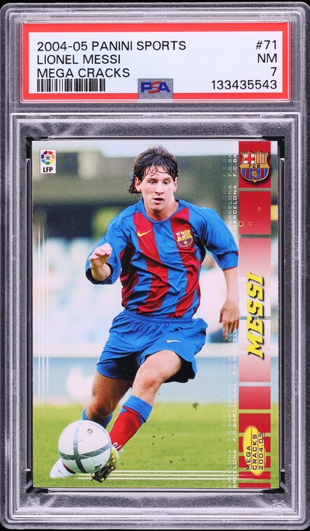 2004 Panini Sports Mega Cracks Lionel Messi ROOKIE #71 PSA 7 NRMT