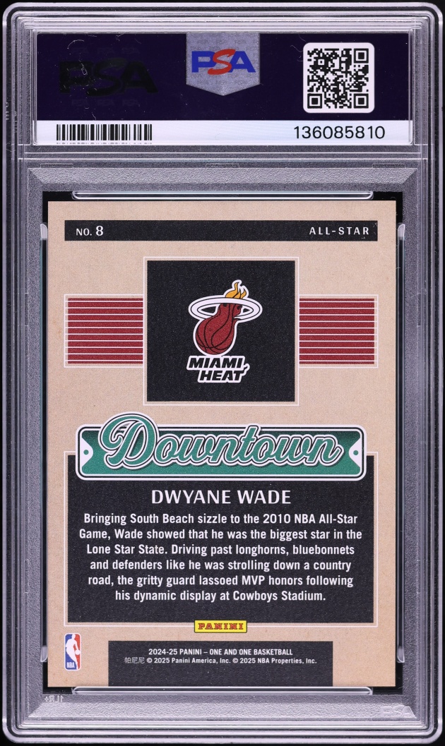 2024 Panini One And One Downtown All Star Dwyane Wade #8 PSA 10 GEM MINT