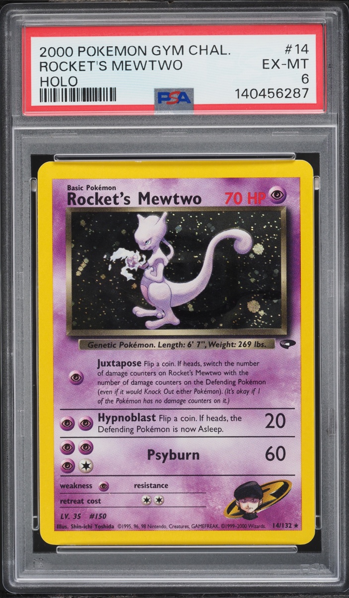 2000 Pokemon Gym Challenge Holo Rocket's Mewtwo #14 PSA 6 EXMT
