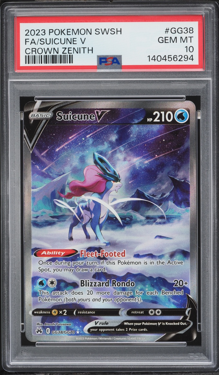 2023 Pokemon Sword & Shield Crown Zenith Alt Art Suicune V #GG38 PSA 10 GEM MINT