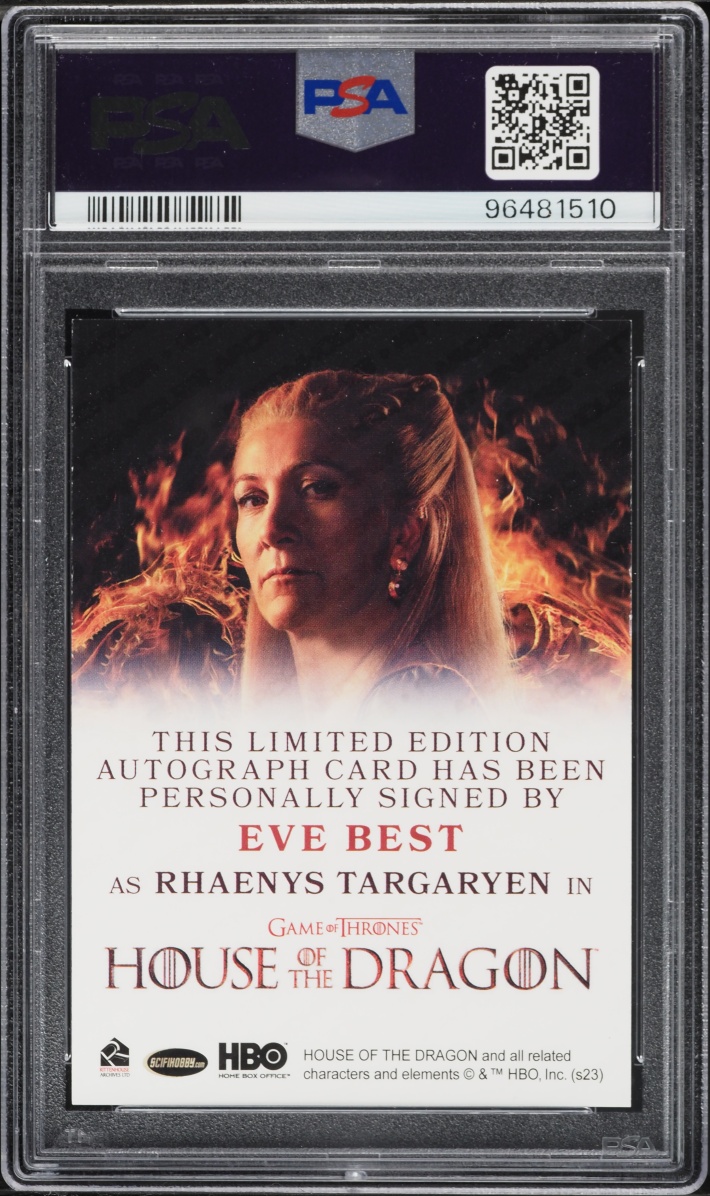 2024 Rittenhouse House Of The Dragon Season One Full Bleed Fire Eve Best AUTO DNA 10 PSA AUTH - Photo 2